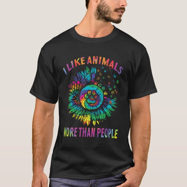 Ich mag Tiere mehr als Menschen Vegan Vegetarier T-Shirt (Vorderseite)