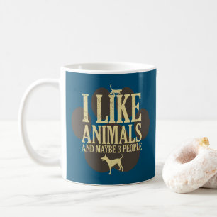 Ich mag Tiere und vielleicht 3 Menschen-Introverti Kaffeetasse