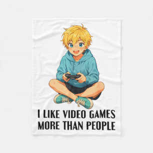 Ich mag Videospiele mehr als Leute Lustiger Gamer Fleecedecke