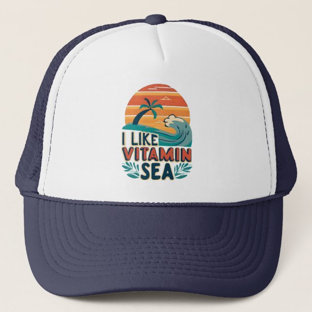 Ich mag Vitamin Meer , Sea Vibes , entspannenden S Truckerkappe (Vorderseite)