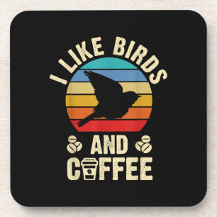 Ich mag Vögel & Kaffee Lustiges Vintage-Vögel-Them Getränkeuntersetzer