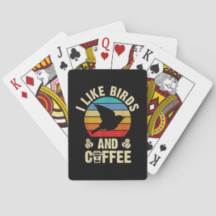 Ich mag Vögel & Kaffee Lustiges Vintage-Vögel-Them Spielkarten