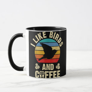 Ich mag Vögel & Kaffee Lustiges Vintage-Vögel-Them Tasse