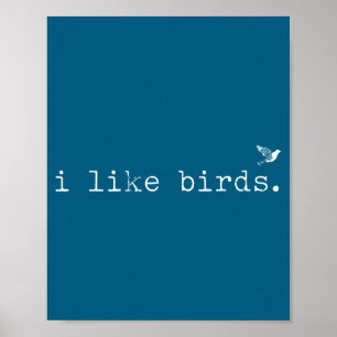 Ich mag Vögel Lustiger minimalistischer Vogelbeoba Poster