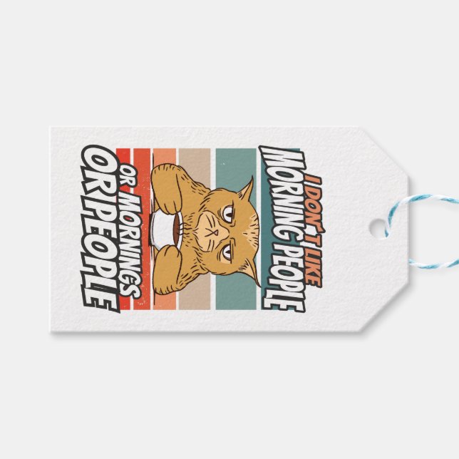 Ich mag weder Morgenmenschen noch Morgenmensch ode Geschenkanhänger (Vorderseite (Horizontal))