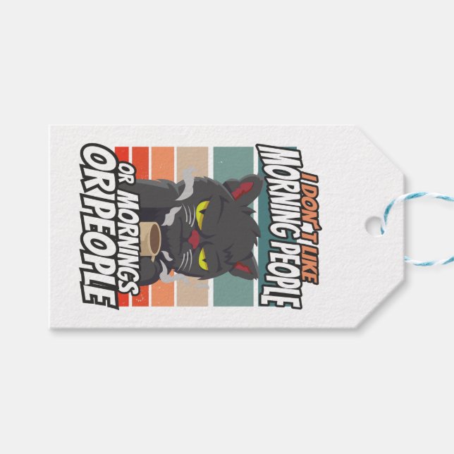 Ich mag weder Morgenmenschen noch Morgenmensch ode Geschenkanhänger (Vorderseite (Horizontal))