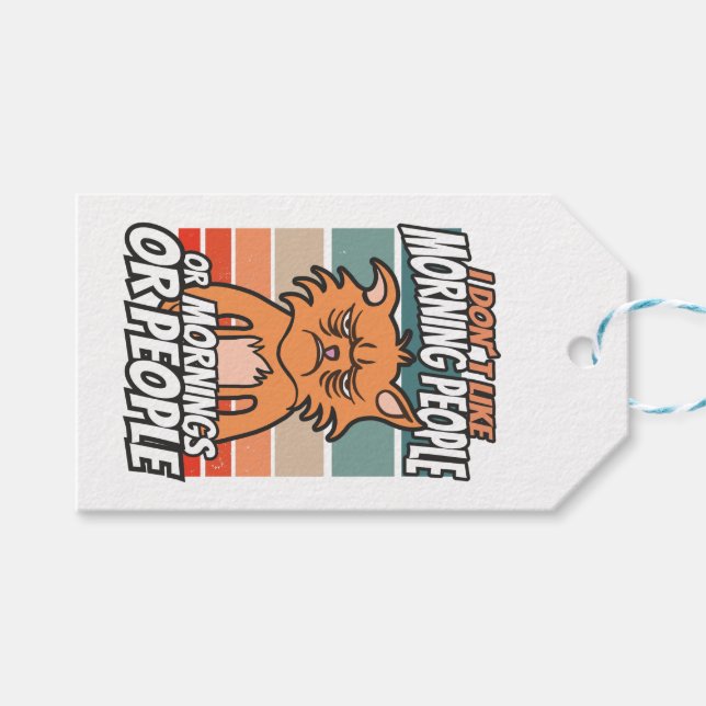 Ich mag weder Morgenmenschen noch Morgenmensch ode Geschenkanhänger (Vorderseite (Horizontal))