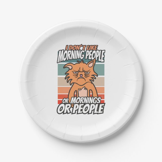 Ich mag weder Morgenmenschen noch Morgenmensch ode Pappteller (Vorderseite)