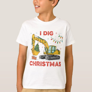 Ich mag Weihnachten Süßer Bagger Baumlichter Kinde T-Shirt