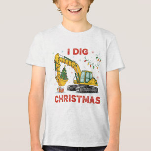 Ich mag Weihnachten Süßer Bagger Weihnachtsbaum Li Tri-Blend Shirt