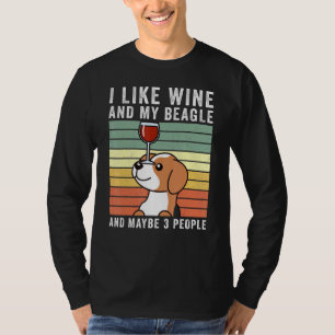 Ich mag Wein Beagle Retro Vintag Hund T-Shirt