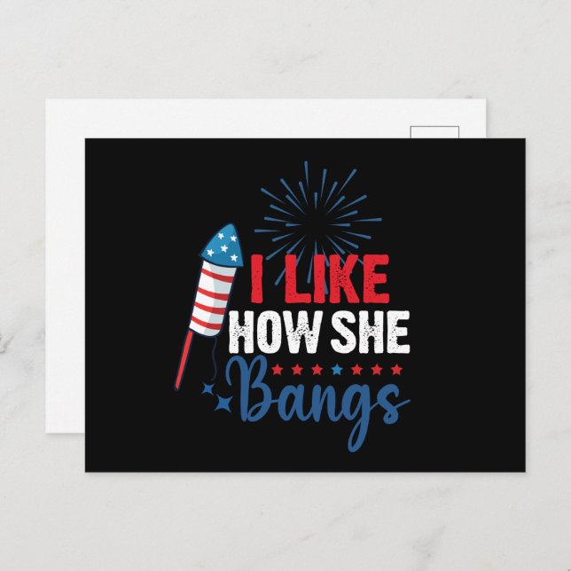 Ich mag, wie sie Bangs Patriotic 4. Juli Paar Postkarte (Vorne/Hinten)