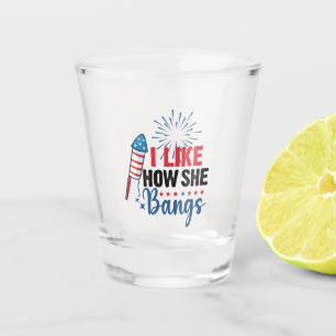 Ich mag, wie sie Bangs Patriotic 4. Juli Paar Schnapsglas