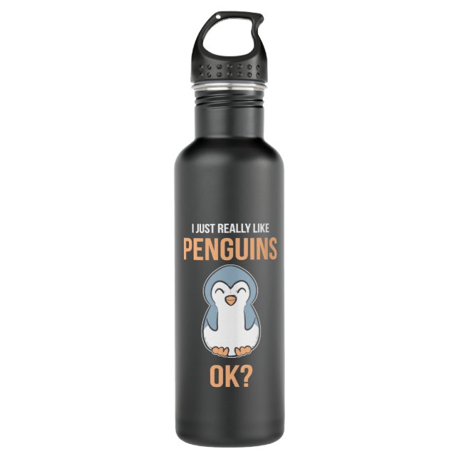 Ich mag wirklich Pinguin Edelstahlflasche (Vorderseite)