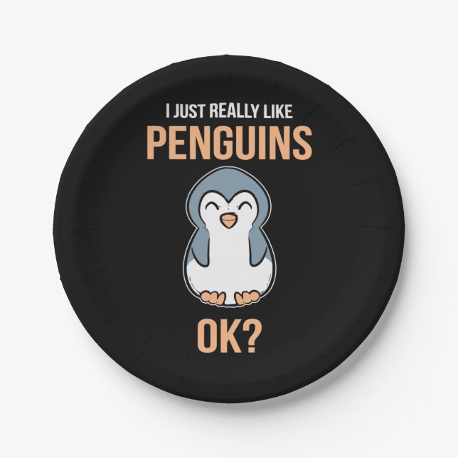 Ich mag wirklich Pinguin Pappteller (Vorderseite)