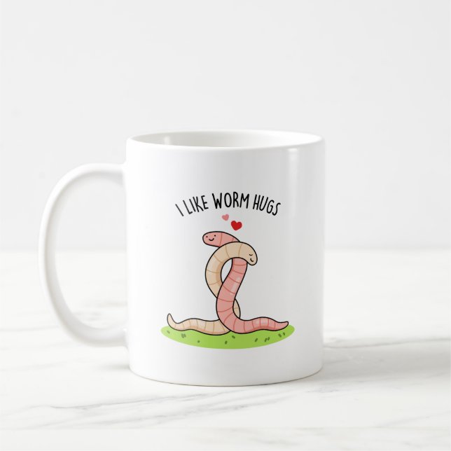 Ich mag Wurmhugs Funny Warm Worm Puff Kaffeetasse (Links)