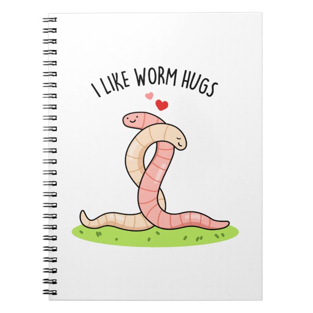Ich mag Wurmhugs Funny Warm Worm Puff Notizblock (Vorderseite)