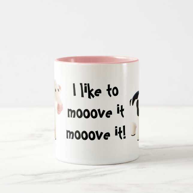 Ich mag zum mooove es mooove es… englische zweifarbige tasse (Mittel)
