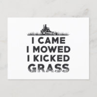 Ich mähte den Rasenmäher, den ich gekickt habe