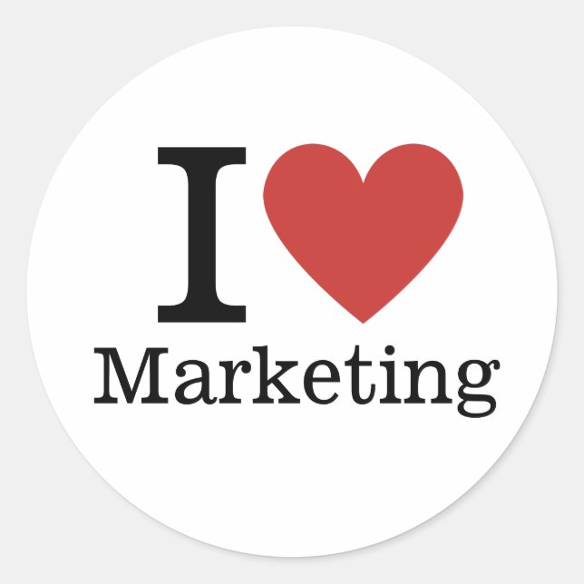 Ich ❤️ Marketing für Mitarbeiter CUSTOM Sticker (Vorderseite)