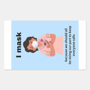 Ich maskiere, weil wir alle Set Papieraufkleber ha Rechteckiger Aufkleber