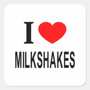 ICH ❤️ MILKSHAKES I LIEBE MILKSHAKES I HERART MILK QUADRATISCHER AUFKLEBER