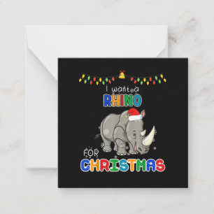 Ich möchte ein Rhinozeros zu Weihnachten Rhino Lus Mitteilungskarte