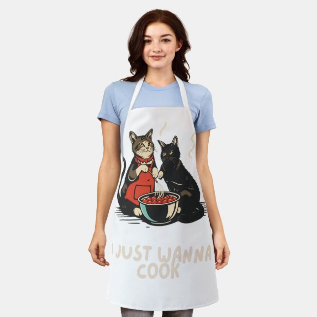 ICH MÖCHTE GERADE KATZEN UND KOCHLOWER KOCHEN SCHÜRZE (Getragen)