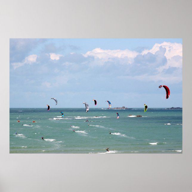 Ich möchte lieber Kitesurf Boarding sein Poster (Vorne)