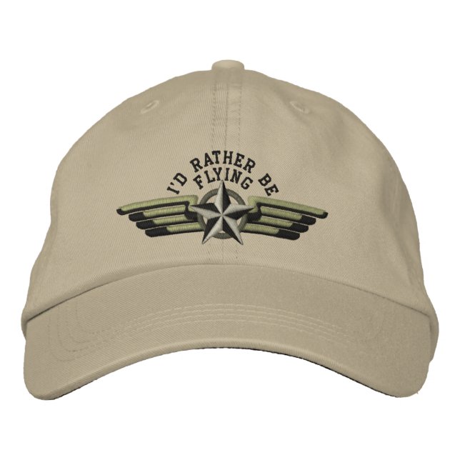 Ich möchte lieber Star Abzeichen Pilot Wings flieg Bestickte Baseballkappe (Vorderseite)