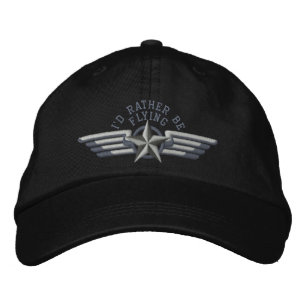 Ich möchte lieber Star Abzeichen Pilot Wings flieg Bestickte Kappe