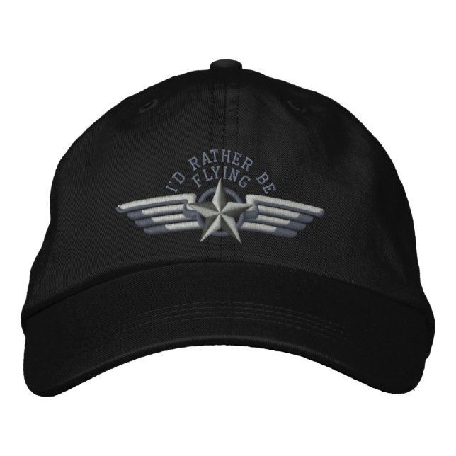 Ich möchte lieber Star Abzeichen Pilot Wings flieg Bestickte Kappe (Vorderseite)
