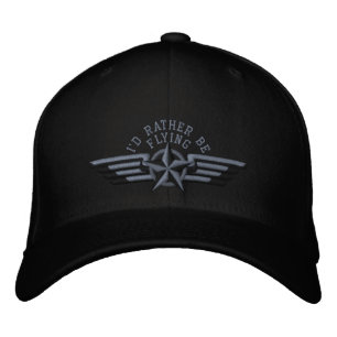 Ich möchte lieber Star Abzeichen Pilot Wings flieg Bestickte Kappe