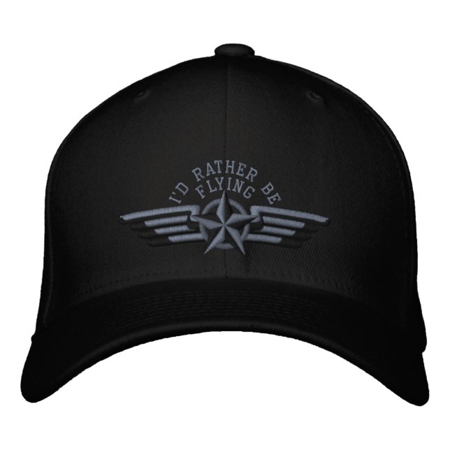 Ich möchte lieber Star Abzeichen Pilot Wings flieg Bestickte Kappe (Vorderseite)