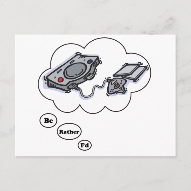 Ich möchte lieber Videospiele 2 spielen Postkarte (Vorderseite)