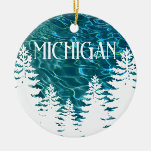 Ich möchte Michigan-Text individuell anpassen Keramik Ornament