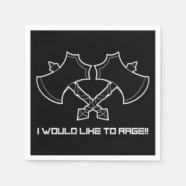 "Ich möchte wüten" - der Barbar, immer. Serviette (Vorderseite)