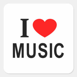 Ich ❤️ MUSIK ICH LIEBE MUSIK ICH HERZ MUSIK Quadratischer Aufkleber