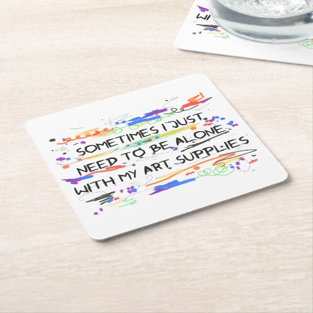 Ich muss gerade mit meinen Kunst-Versorgungen Rechteckiger Pappuntersetzer (angewinkelt)