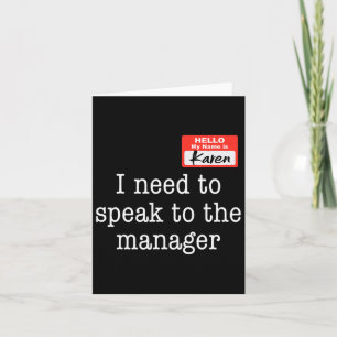 Ich muss mit dem Manager Karen Halloween-Kostüm sp Karte