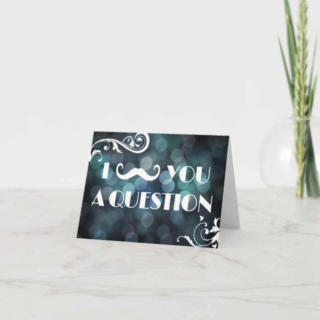 Ich Mustache Ihnen eine Frage Bokeh Lichter Einlad Einladung (Vorderseite)