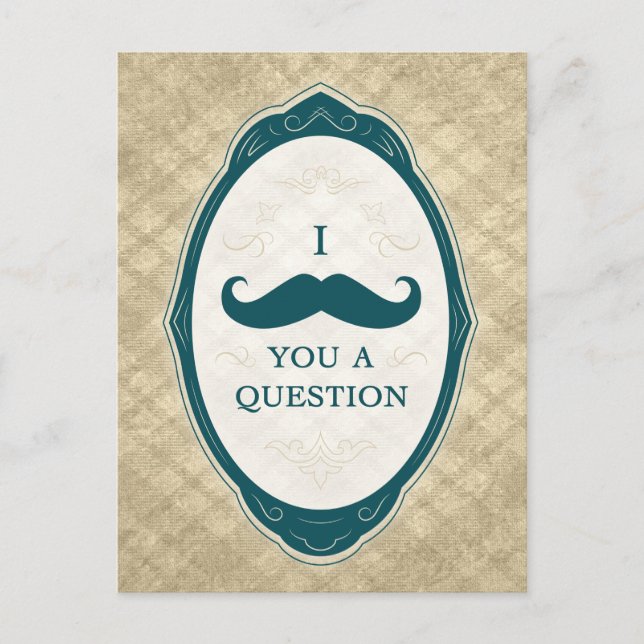 Ich Mustache Ihnen eine Frage Vintagen Rahmen Einladungspostkarte (Vorderseite)