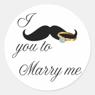 Ich Mustache Sie - zu heiraten Runder Aufkleber