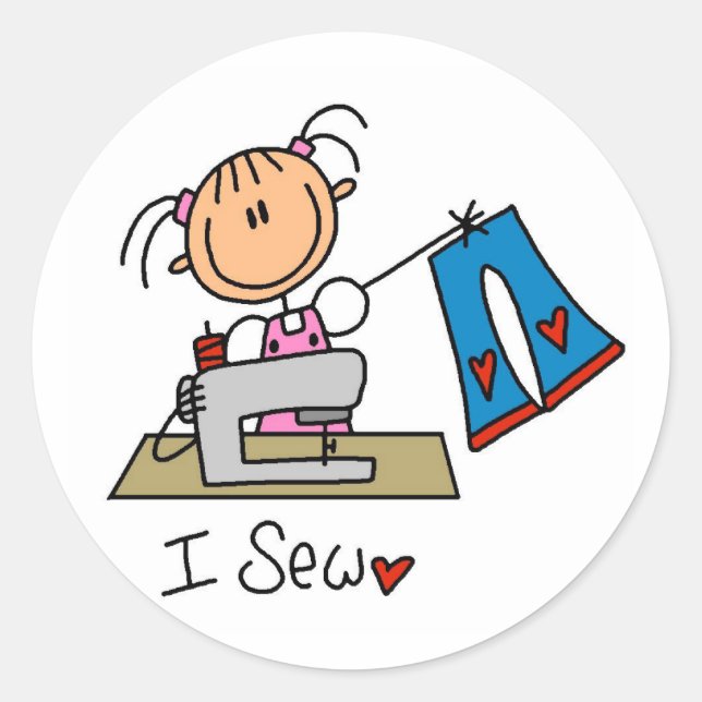 Ich nähe T - Shirt und Geschenke Runder Aufkleber (Vorderseite)