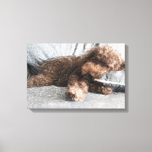 Ich ❤️ Naps Poodle Leinwanddruck (Vorderseite)