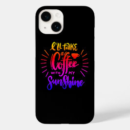Ich nehme einen Kaffee mit meinem Sonnenschein Case-Mate iPhone 14 Hülle