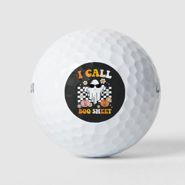 Ich nenne Bootblatt Halloween Retro Ghost Golfball (Vorderseite)