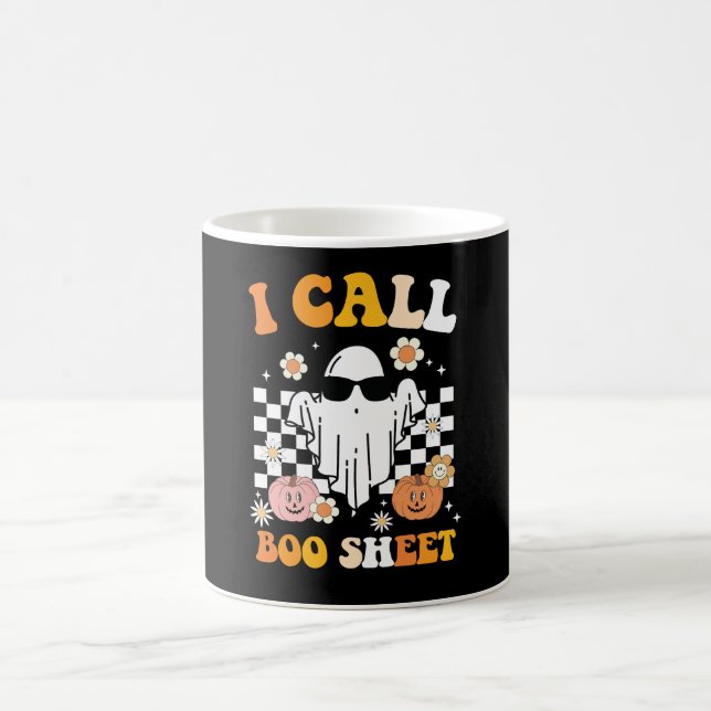 Ich nenne Bootblatt Halloween Retro Ghost Kaffeetasse (Mittel)