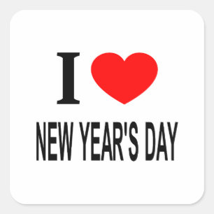 Ich ❤️ NEUJAHRSTAG ICH LIEBE NEUJAHRSTAG ICH HERZ Quadratischer Aufkleber