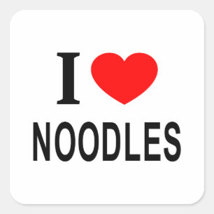 ICH ❤️ NOODLES I LIEBE NOODLES ICH HERZ NOODLES QUADRATISCHER AUFKLEBER